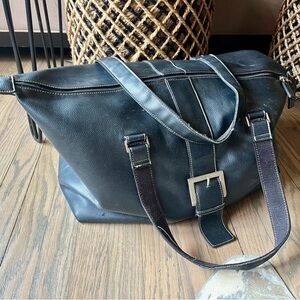 Kenneth Cole Reaction Black Leather Travel Bag